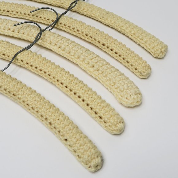 Vintage 60s Cream Crochet "Non Slip" Decorative Clothes Hangers - Picture 2 of 4